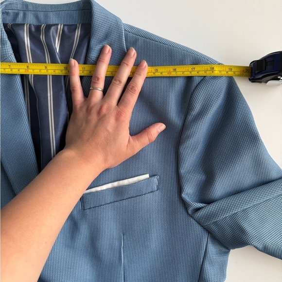 Zara Men's Sport Coat Blazer Blue Sz 42 Large L Business Casual Lightweight - Picture 6 of 14